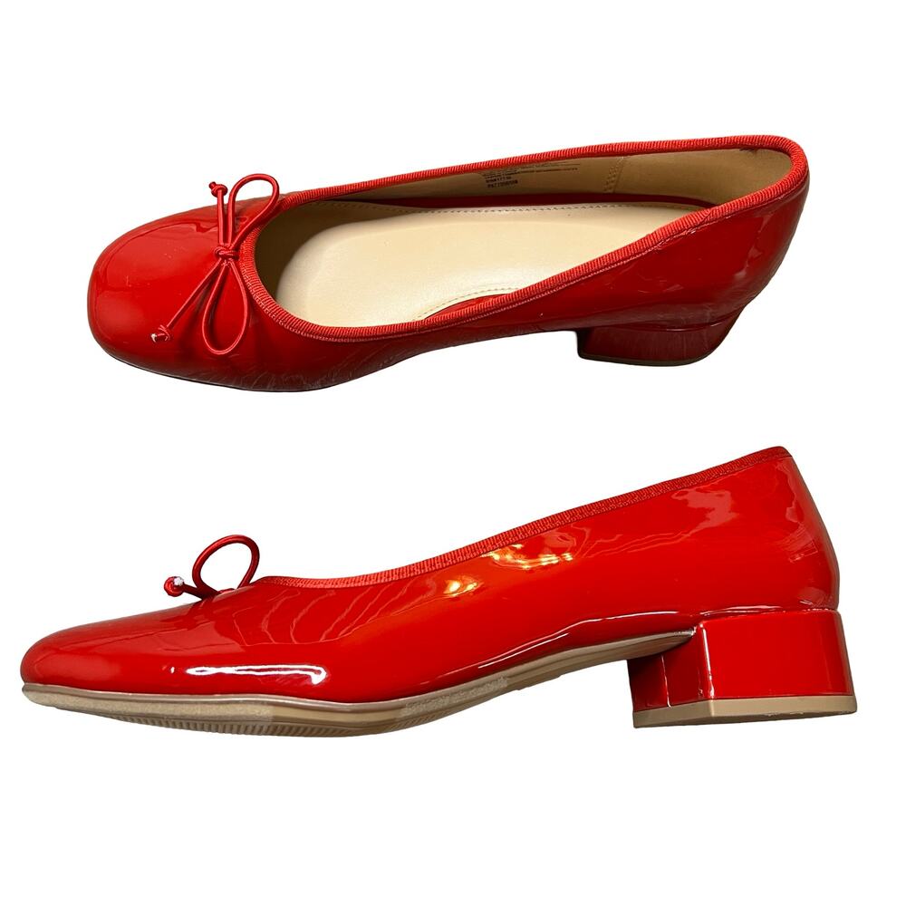 A New Day Red Patent Low Block Heel Joy Ballet Flats